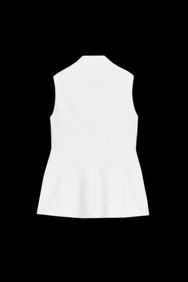 Zara ONE-BUTTON LONG VEST - Ecru