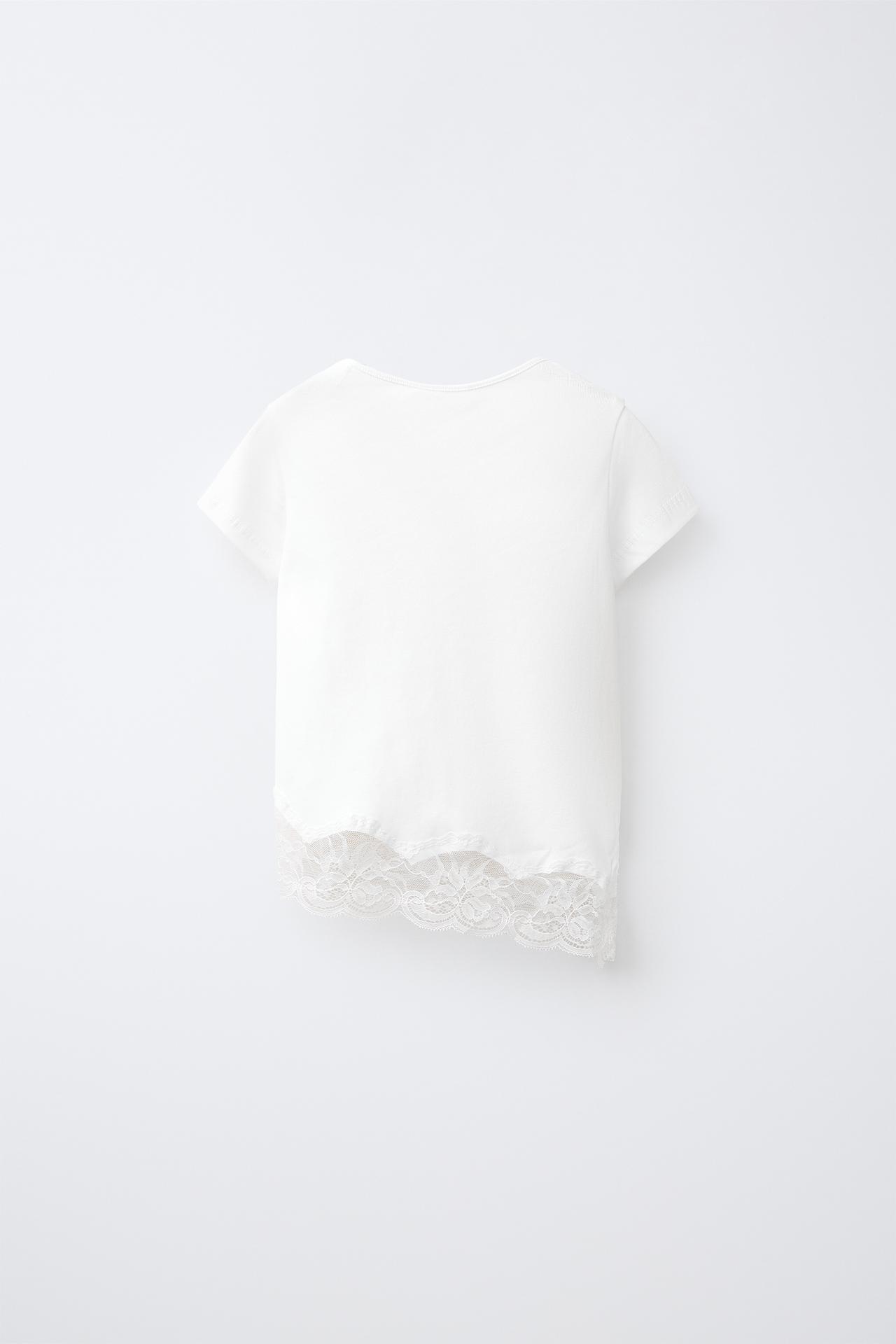 LACE HEM T-SHIRT — White