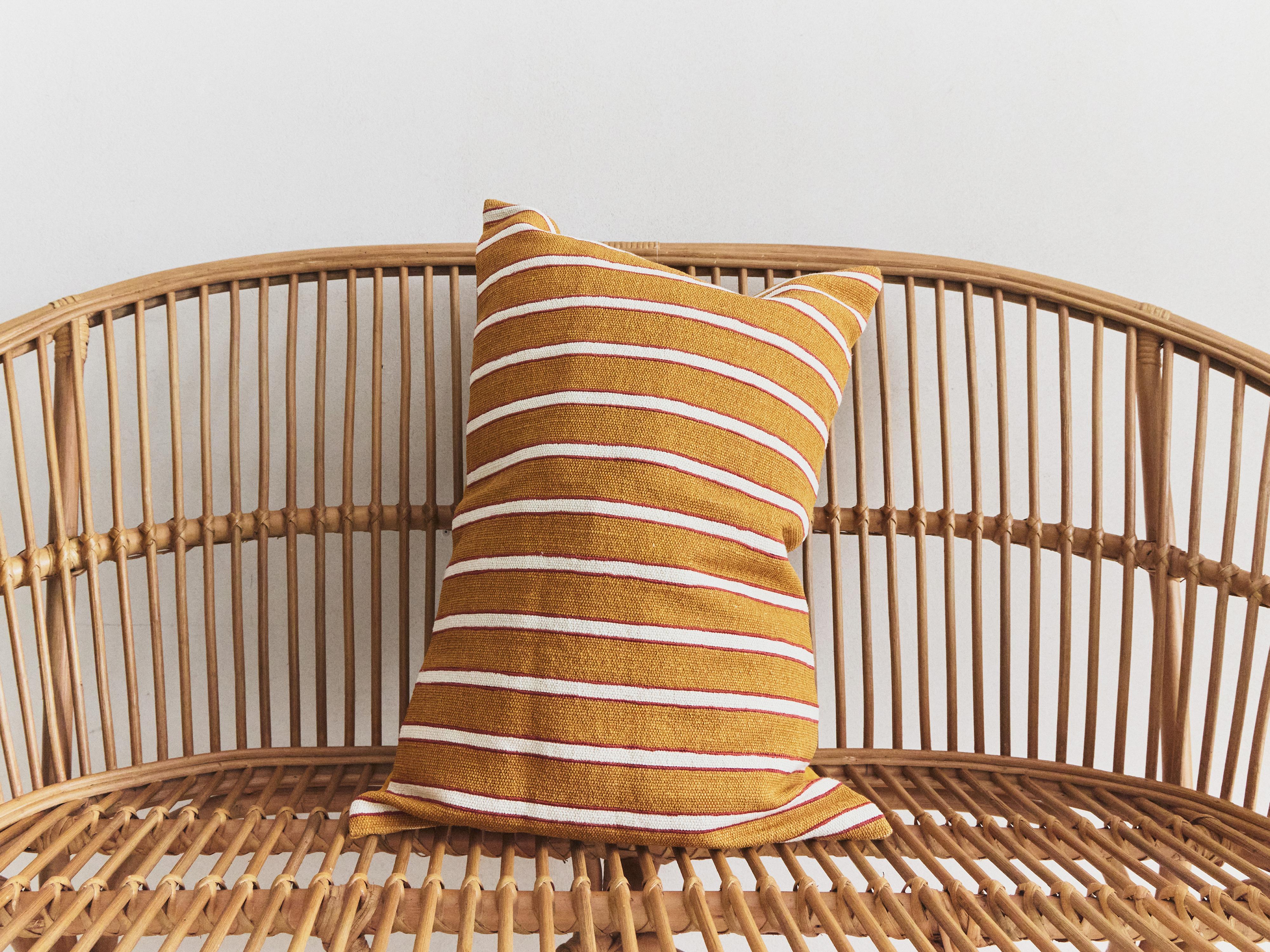 STRIPED CUSHION COVER — Mustard