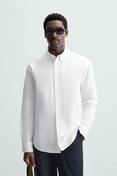 Zara TEXTURED OXFORD SHIRT - White