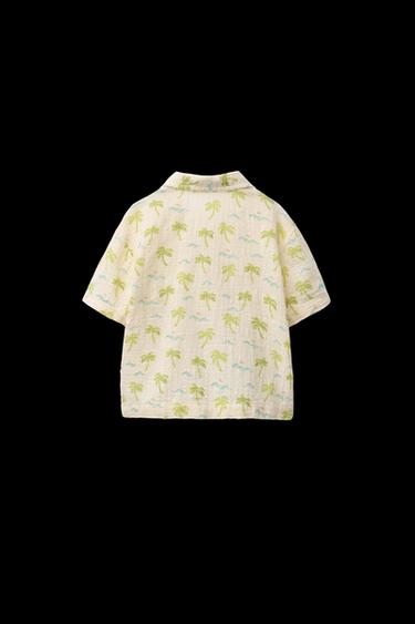 Zara PALM TREE SHIRT - GREENISH