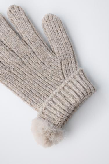 KNIT GLOVES WITH POMPOM - Sand by Zara - Image 2