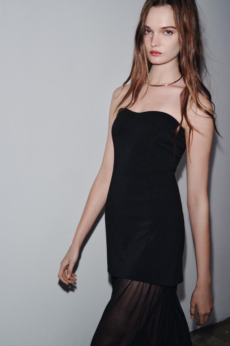 massimo dutti palabra de honor negro VESTIDO PALABRA DE HONOR COMBINADO Negro ZARA Estados Unidos