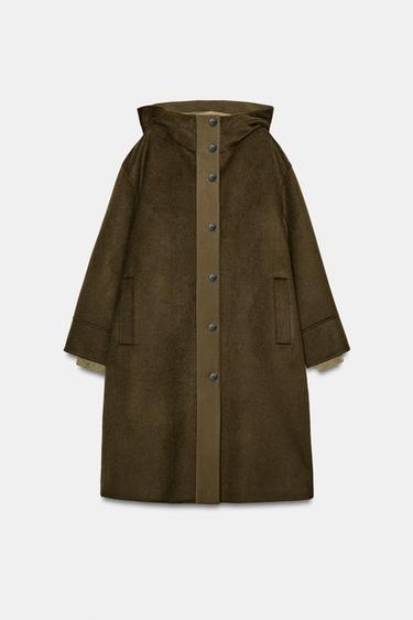 PARKA I ULDMIX ZW COLLECTION LIMITED EDITION - Kaki fra Zara