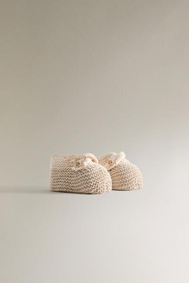 BALLERINES TRICOT DOUBLE BRIDE - Beige clair de Zara - Image 1