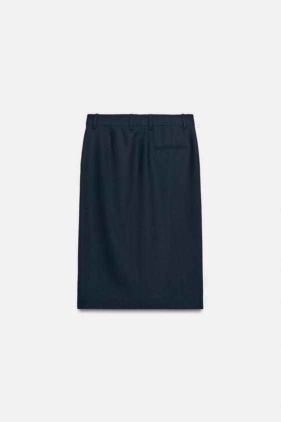 JUPE MIDI RAYURES ZW COLLECTION - Bleu marine de Zara - Image 3