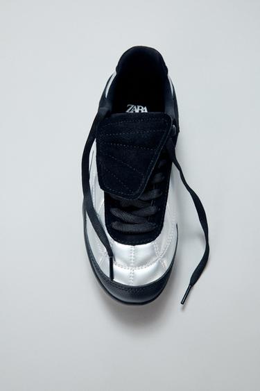 Zara METALLIC RUNNING SNEAKERS - Silver