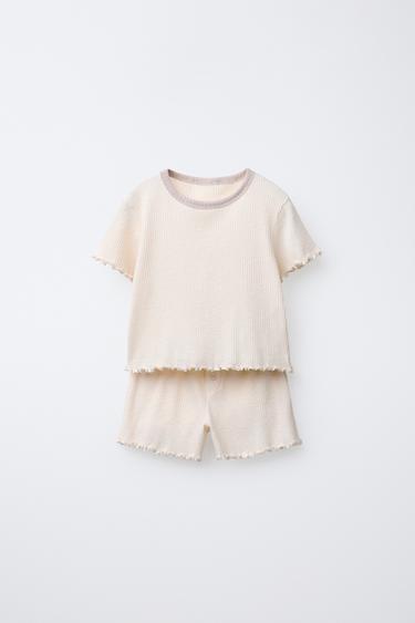 6-14 AÑOS/ PIJAMA RIB CONTRASTE - Crudo de Zara
