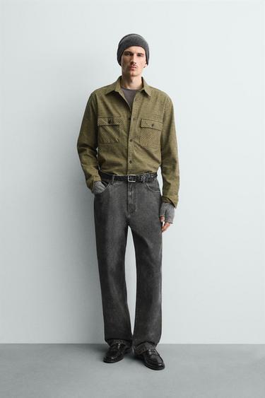 CALÇA COM ACABAMENTO ENCERADO - Preto da Zara - Imagem 0