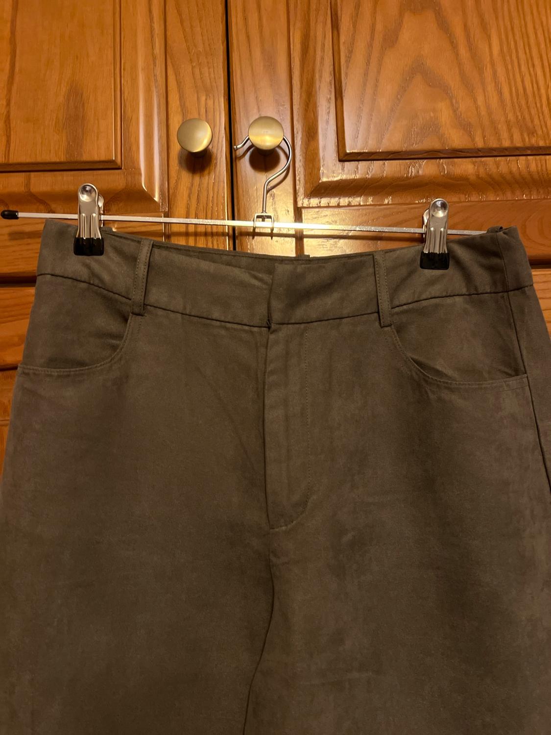 FAUX SUEDE STRAIGHT-LEG TROUSERS - Image 4