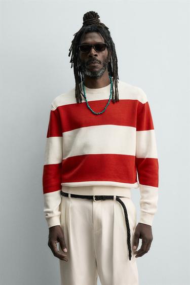 STRIPED JACQUARD JUMPER AARON LEVINE X ZARA - Ecru / Red by Zara