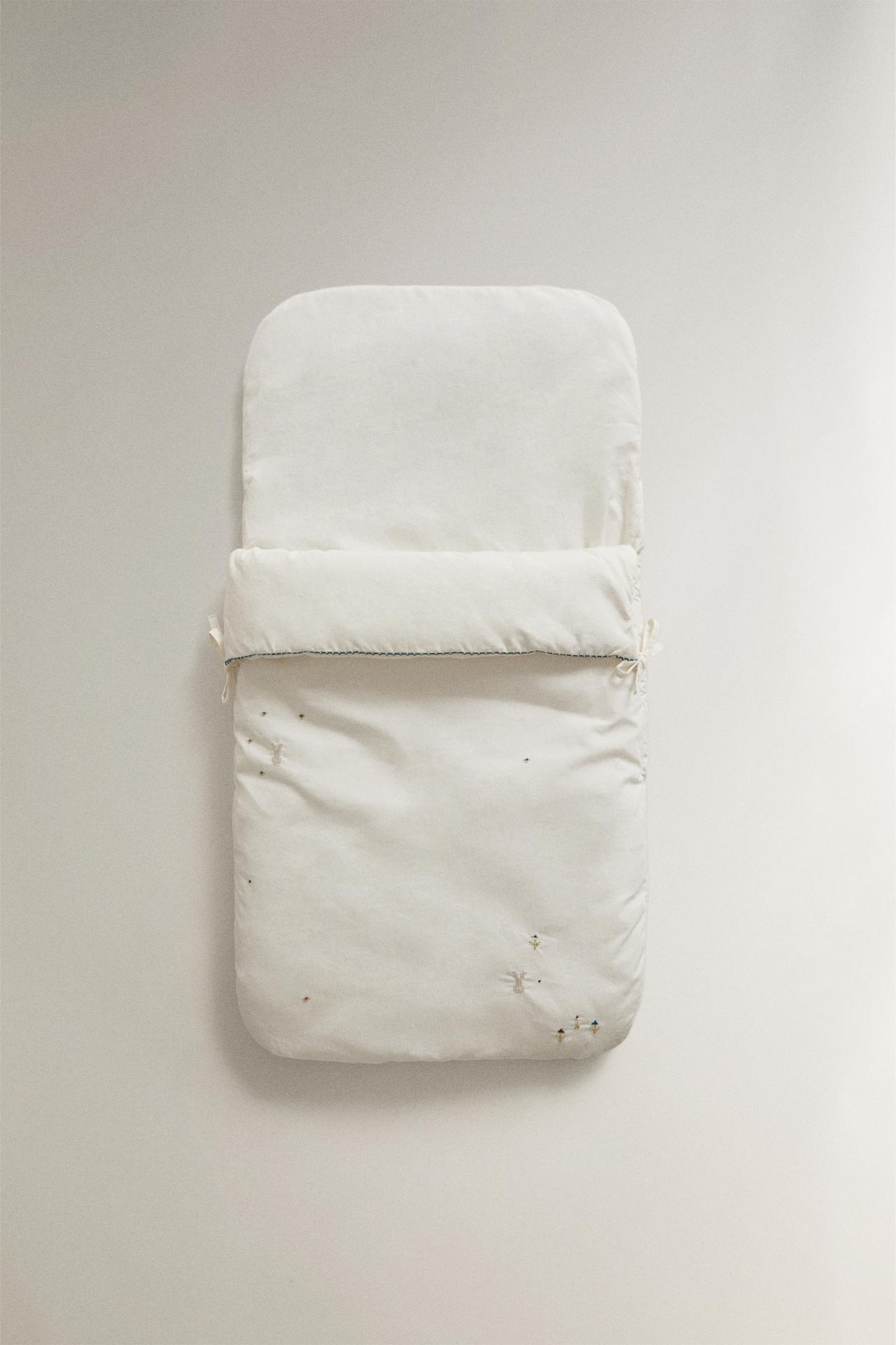 COTTON RABBIT CARRYCOT BABY WRAP — Ecru