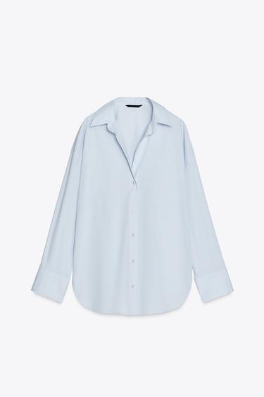 CHEMISE EN POPELINE - Bleu clair de Zara - Image 3