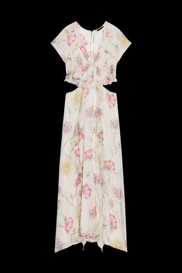 GEMUSTERTES MIDI-KLEID MIT FLORALEM PRINT UND CUT-OUTS - Bunt von Zara - Bild 0