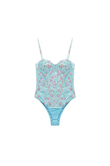 FLORAL CORSETRY-INSPIRED BODYSUIT