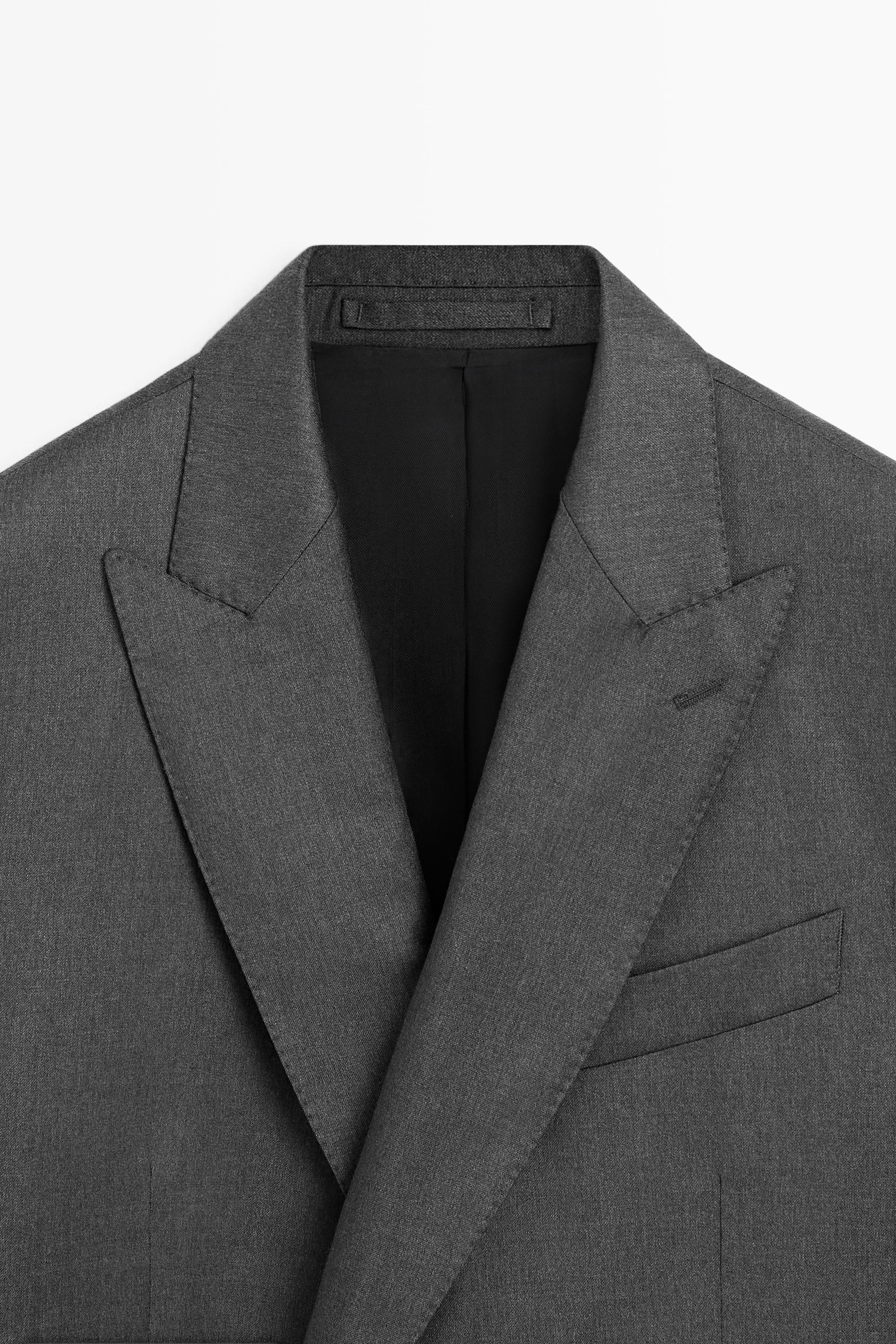 100% cool wool double-breasted suit blazer - Gray | ZARA United States