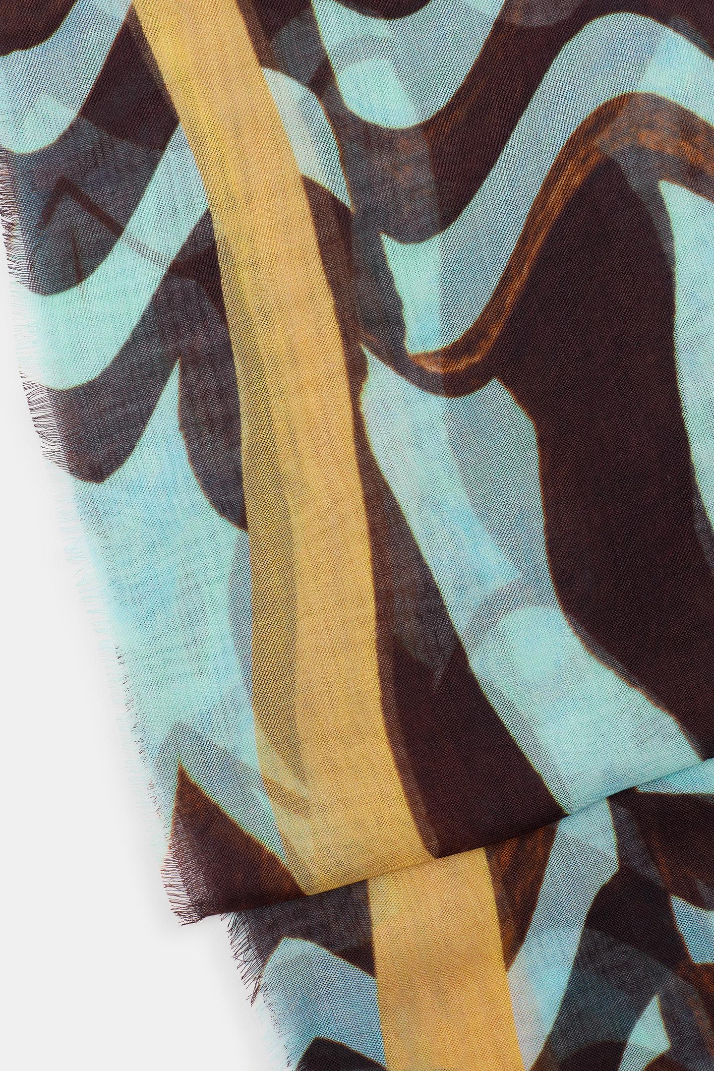 Женский шарф Zara Wave Print Modal Silk, цвет: Синий — фото 5