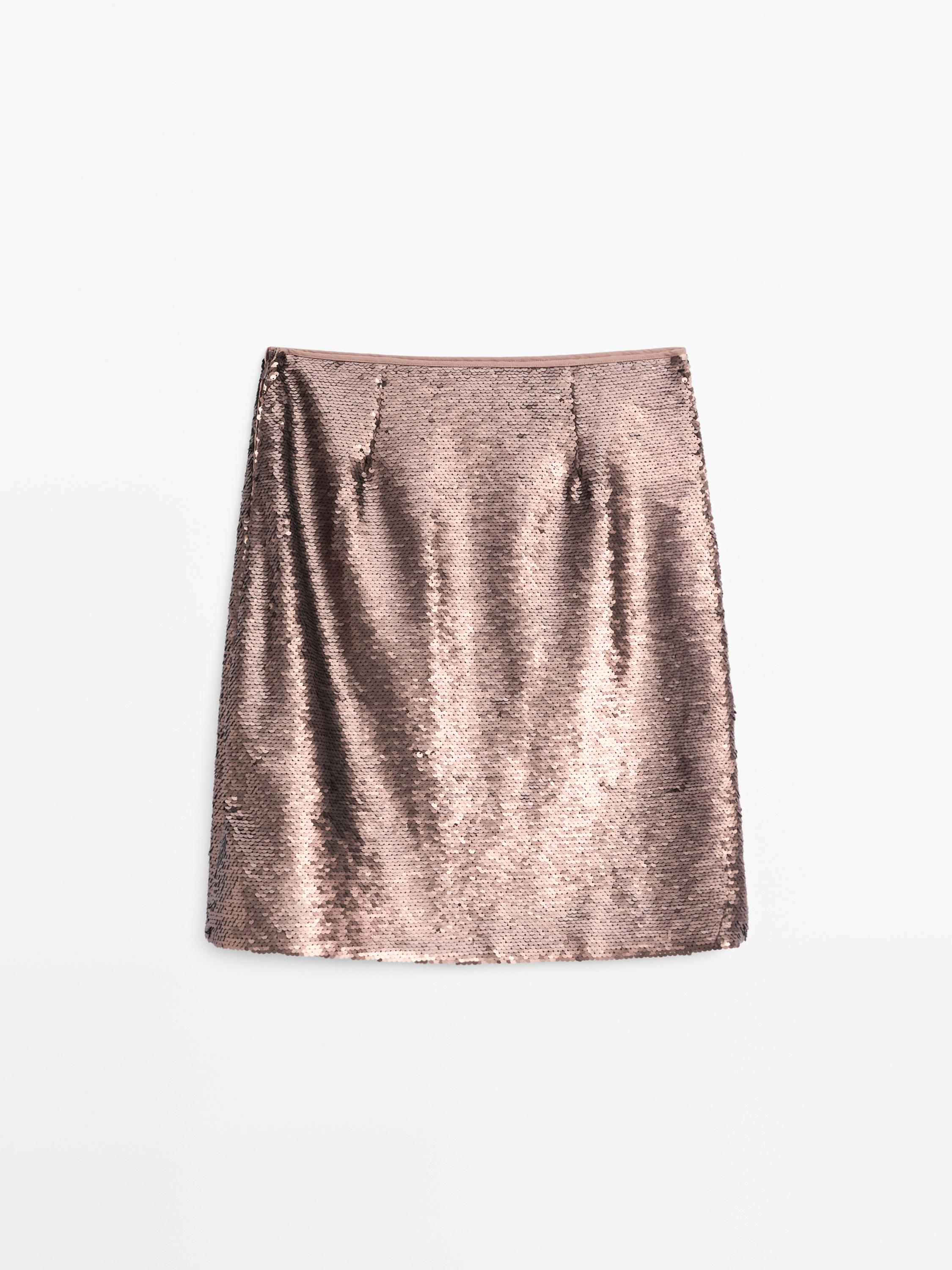 Short matte sequinned skirt