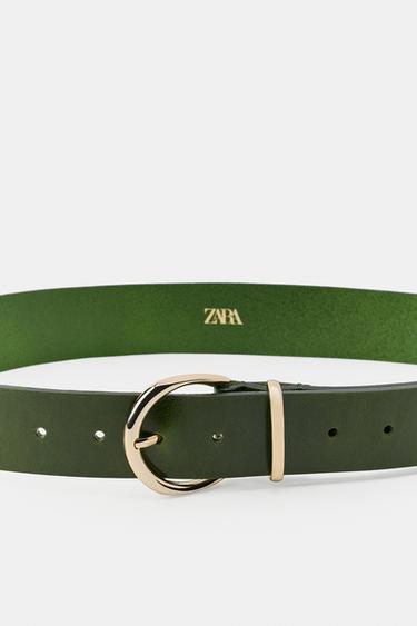 CEINTURE 100% CUIR BOUCLE CIRCULAIRE - Vert de Zara - Image 3