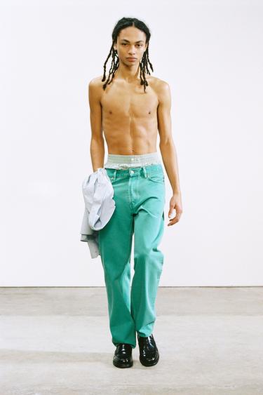 JEANS STRAIGHT FIT LIMITED EDITION - تركوازي الخاص بـ Zara