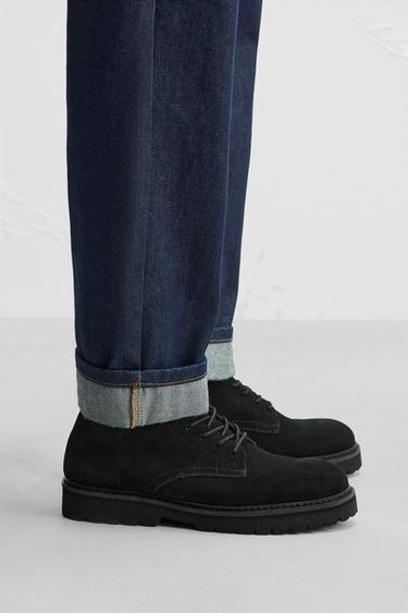 LEATHER LACE-UP BOOTS - Black by Zara - Image 0