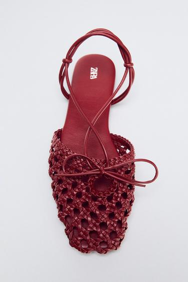 BRAIDED SLINGBACK CAGE SANDALS - Red by Zara