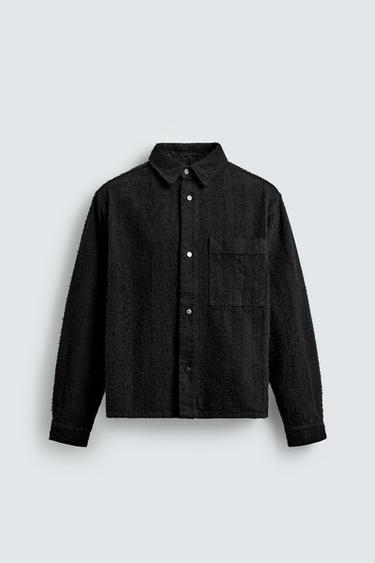 TEXTURED JACQUARD DENIM SHIRT - Black by Zara