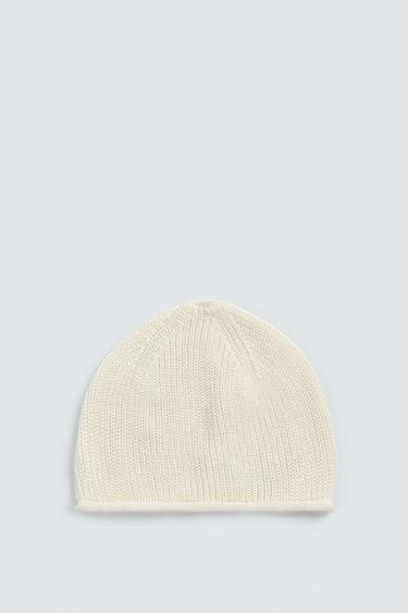 BONNET EN MAILLE 100% LIN - Écru de Zara