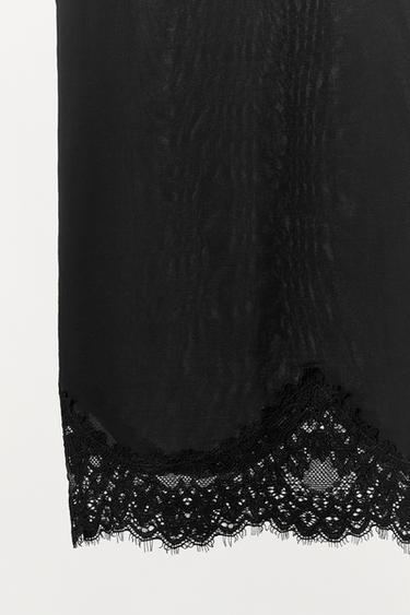 JUPE DOUBLURE BAS RÉSILLE - Noir de Zara - Image 3