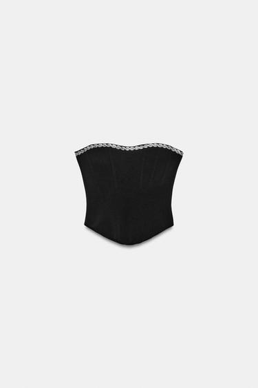 TOP CORSET STRETCH PAILLETÉ - Noir de Zara - Image 3