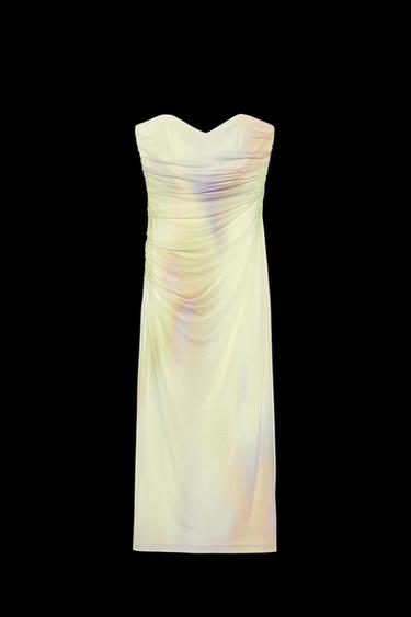 VESTIDO PALABRA DE HONOR TUL ESTAMPADO - Multicolor de Zara - Imagen 0