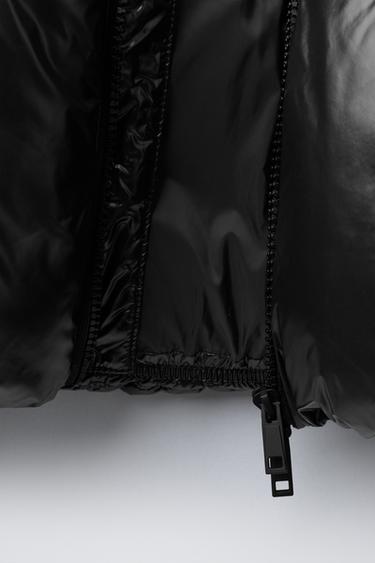 WATER-REPELLENT QUILTED COAT WITH HOODIE - Black by Zara - Image 6