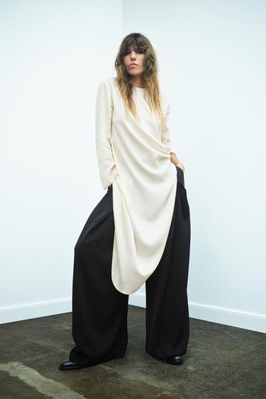 ZW COLLECTION ASYMMETRIC FLOWING TOP - Ecru by Zara