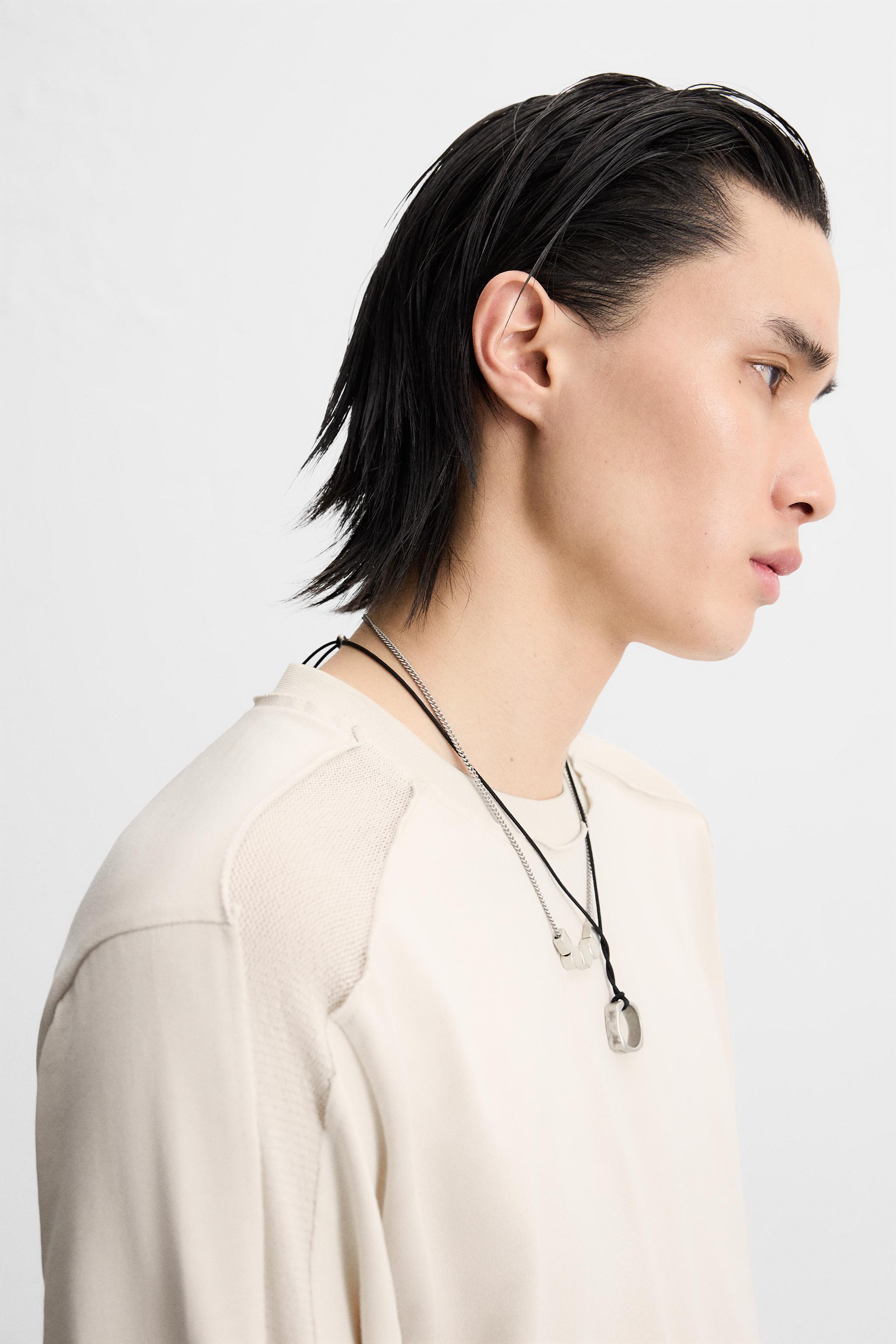 【ZARA】メッシュコンビTシャツ エクリュ | 3665/416/712 T-SHIRT WITH MESH TRIM - Ecru | ZARA United States