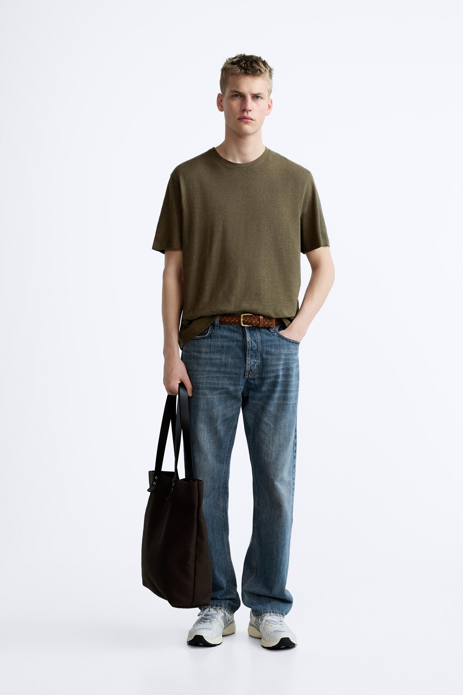 LINEN - COTTON T-SHIRT - Light beige