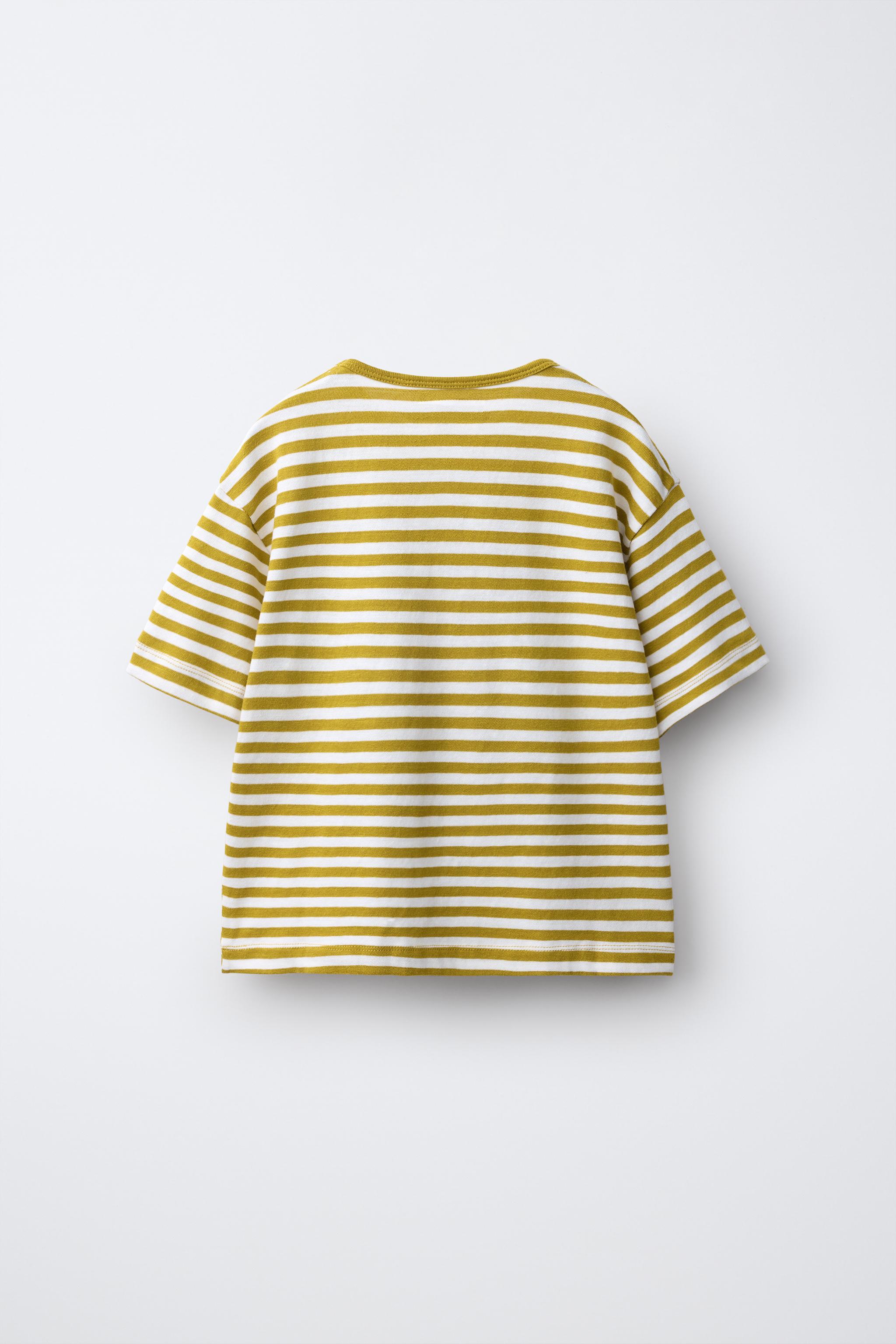 LOOSE FIT STRIPED T-SHIRT — Yellow
