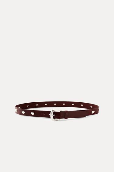 CEINTURE EN CUIR CŒURS - Rouge de Zara - Image 0