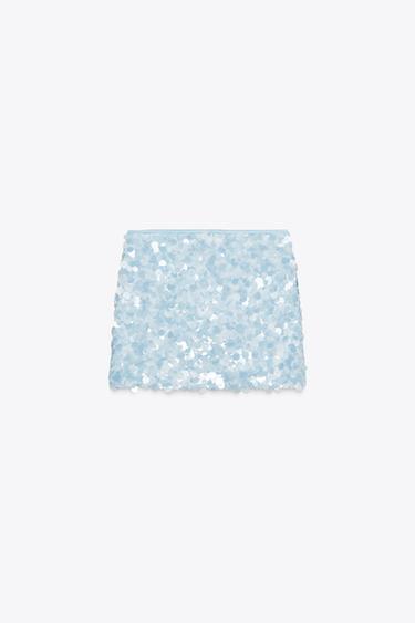 MINI JUPE À PAILLETTES - Bleu clair de Zara - Image 5