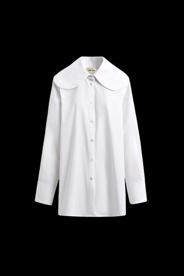 Zara PADDED COLLAR POPLIN SHIRT HARRY LAMBERT FOR ZARA X DISNEY - White