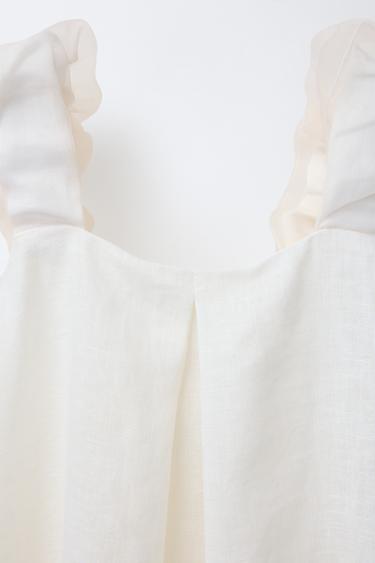 100% LINEN ORGANZA DRESS - Ecru by Zara - Image 2