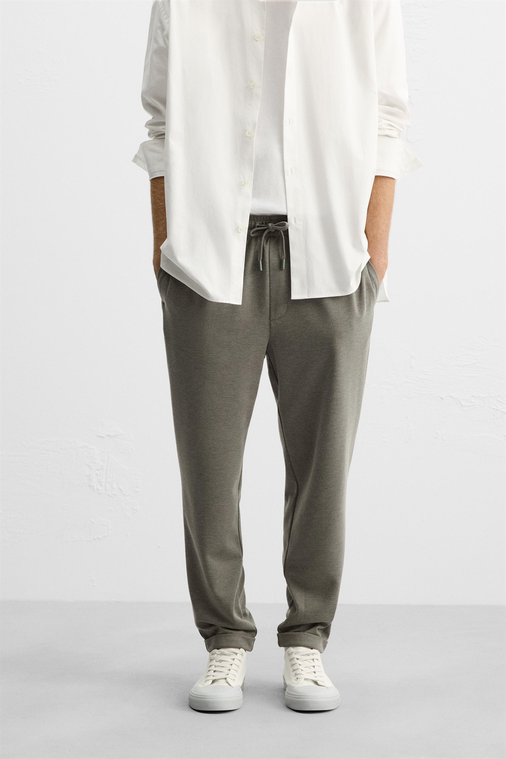 Pantalones Jogger Zara Easy Care Waist Hombre Blancas Con