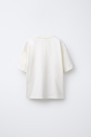 T-SHIRT À POCHE IMPRIMÉE - Blanc de Zara - Image 1