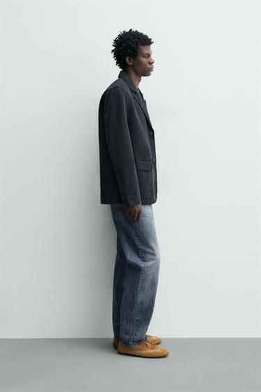 RELAXED FIT COTTON BLAZER - Navy blue by Zara - Image 3