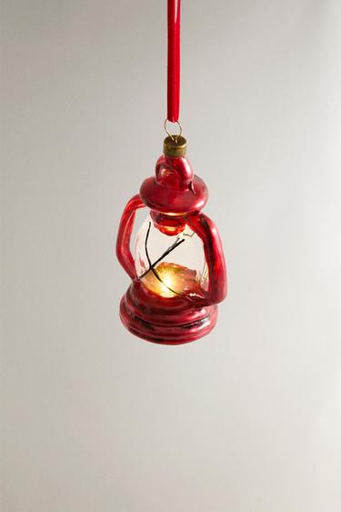 RED CHRISTMAS LANTERN DECORATION WITH LIGHT - Red by Zara - Image 1