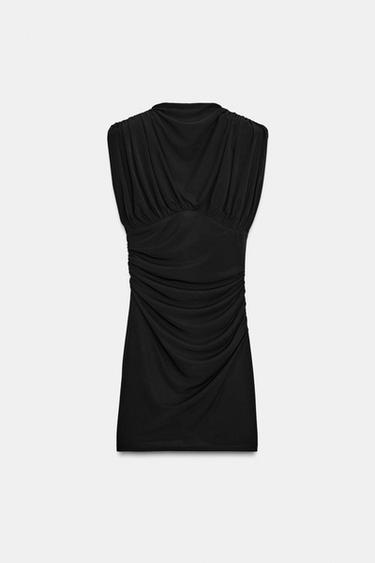 KURZES KLEID MIT SCHULTERPOLSTERN - Schwarz von Zara