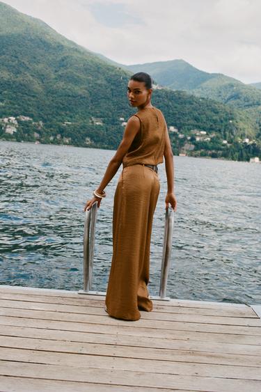TOP CROISÉ SATINÉ - Caramel de Zara - Image 3