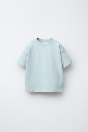 Zara BASIC HEAVY WEIGHT T-SHIRT - Light blue