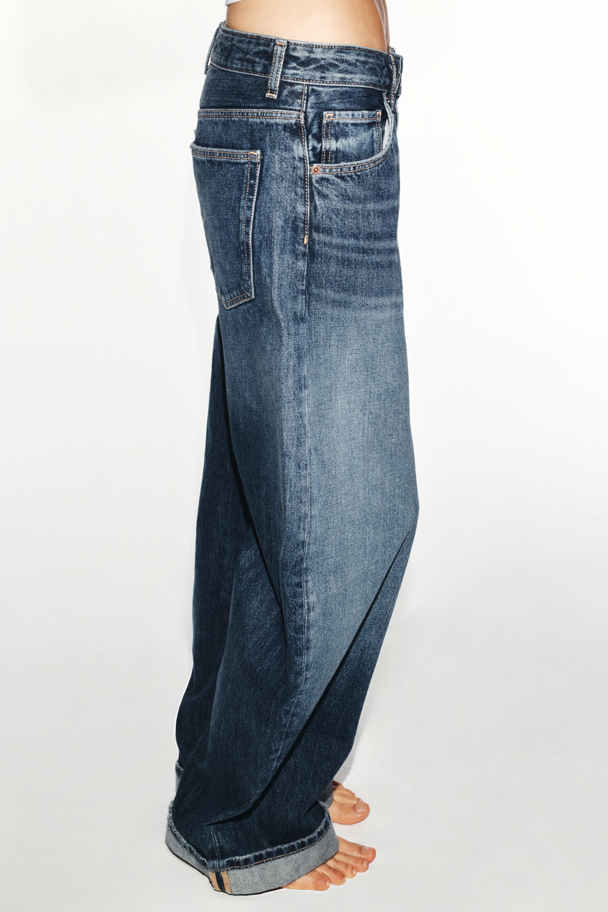 Zara Trf Orta Bel Baggy Folded Jean görsel 5