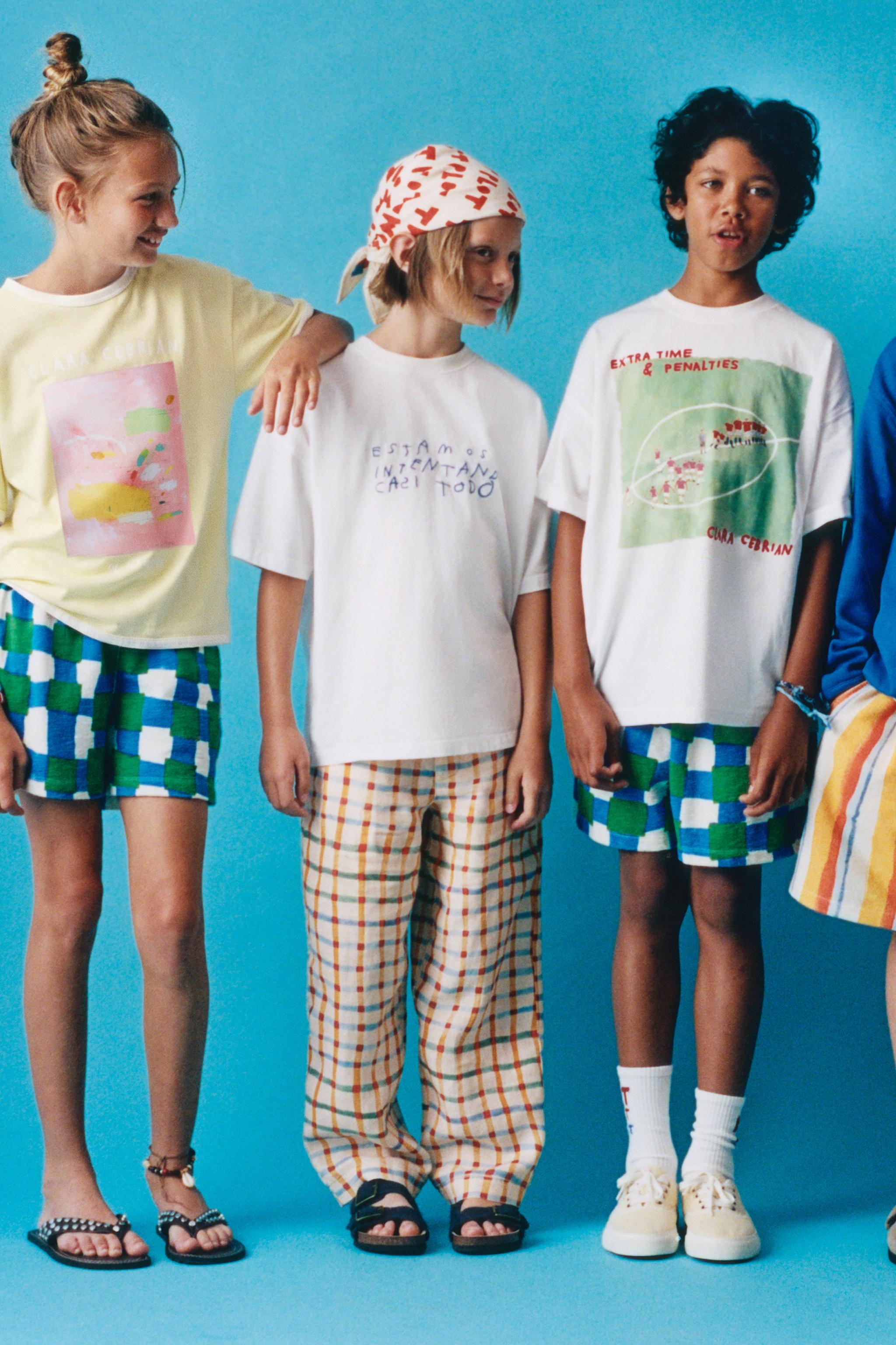CLARA CEBRIAN 100% LINEN PLAID RELAXED PANTS © — Ecru