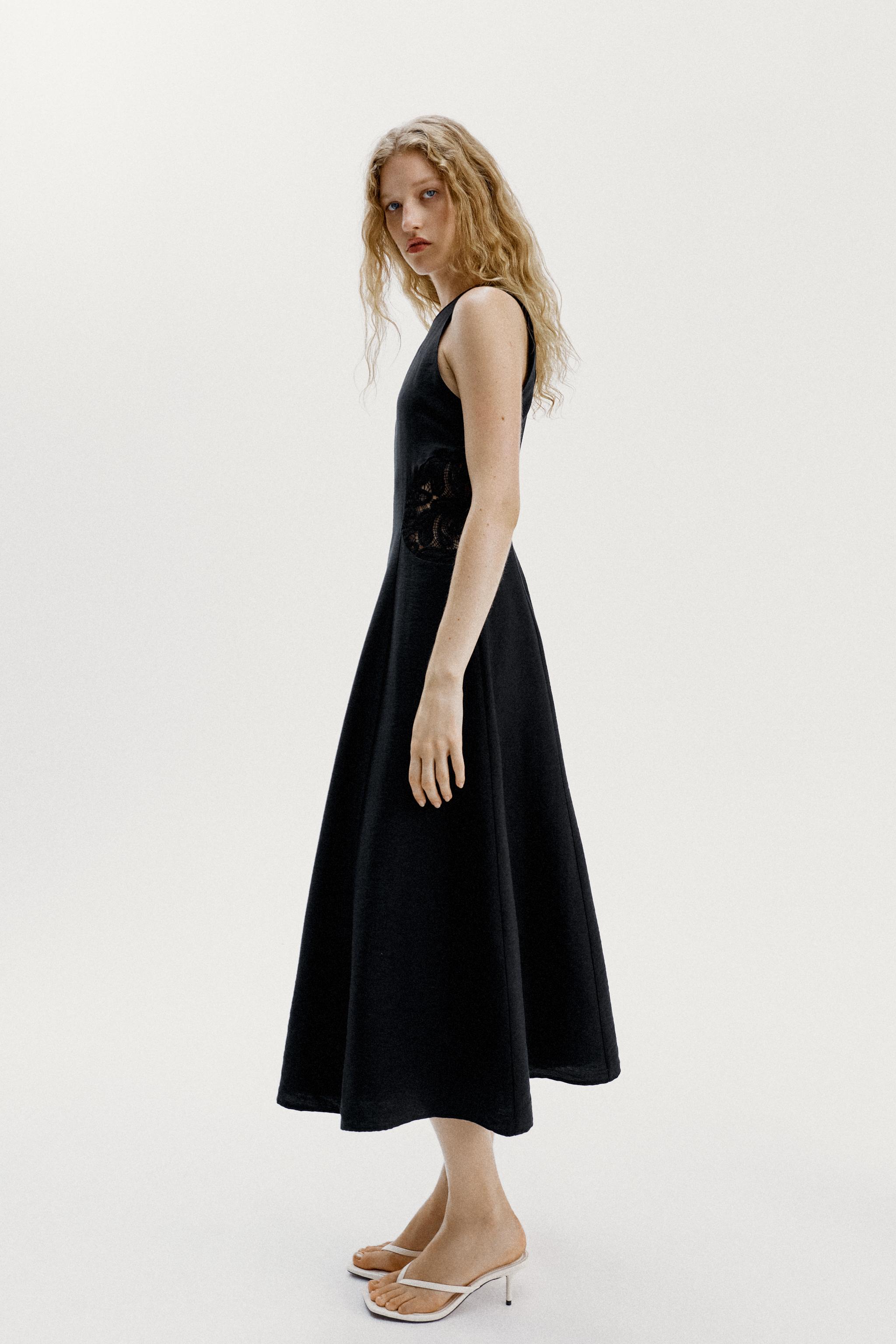 Женские платья Zara COMBINED WAIST MIDI DRESS — фото 3